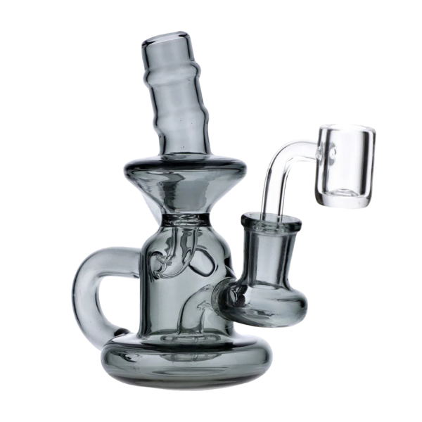 THC GLASS CO. WATER PIPE MINI RIG W/ Flower & Fixed Downstem / 10mm / See Through Blue